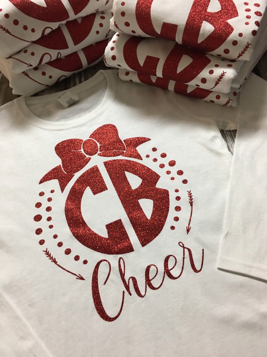 Customized Cheer shirt, Glitter ling sleeve cheer shirt