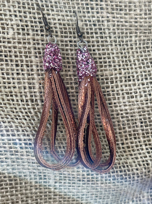 Metallic leather earrings,