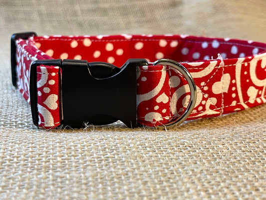 Red Heart dog collar, Valentine's Day dog collar
