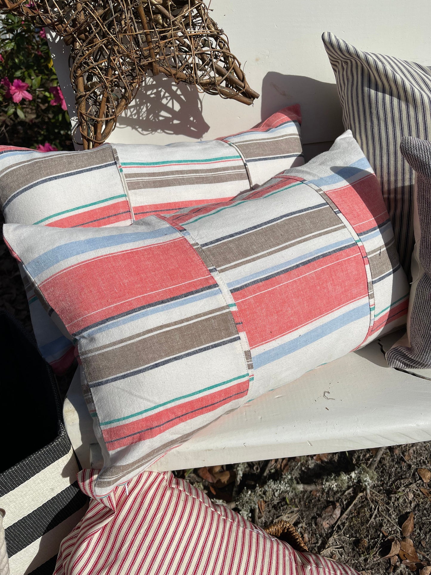 Cabana striped pillow, striped pillow, lake house pillow, beach house pillow, decorative pillow, home decor,