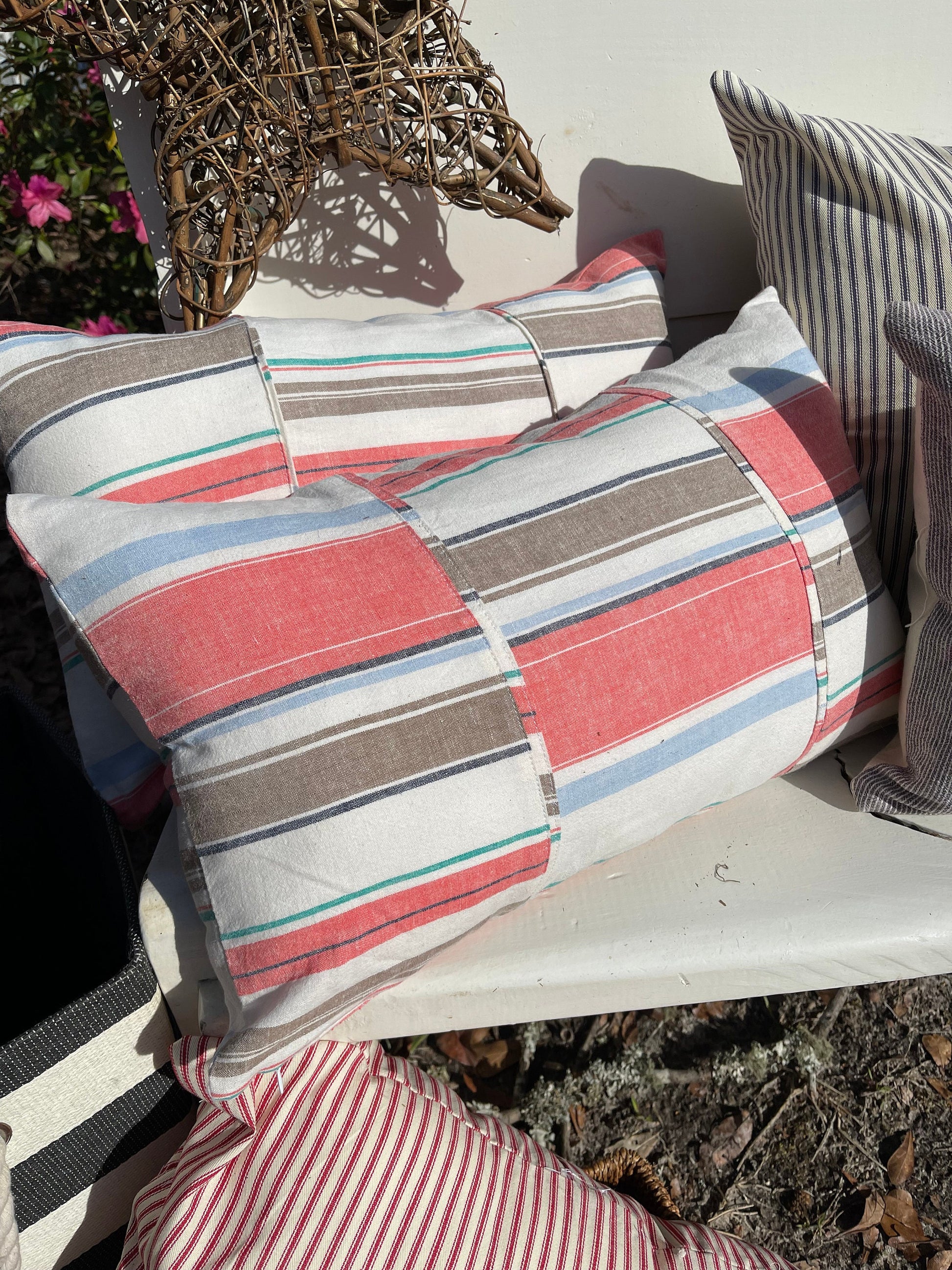 Cabana striped pillow, striped pillow, lake house pillow, beach