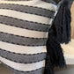Black striped pillow, lumbar pillow with tassels, long lumar pillow, boho pillow