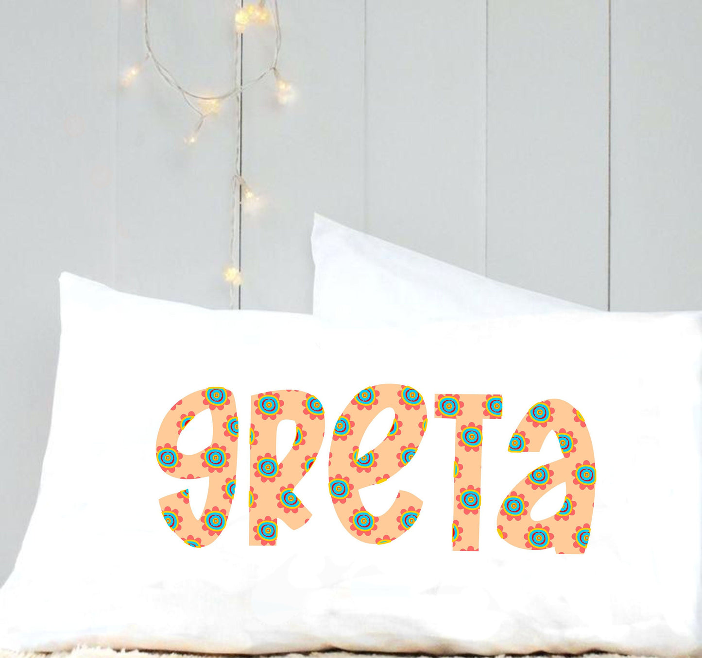 Personalized pillow case, Floral name pillow case