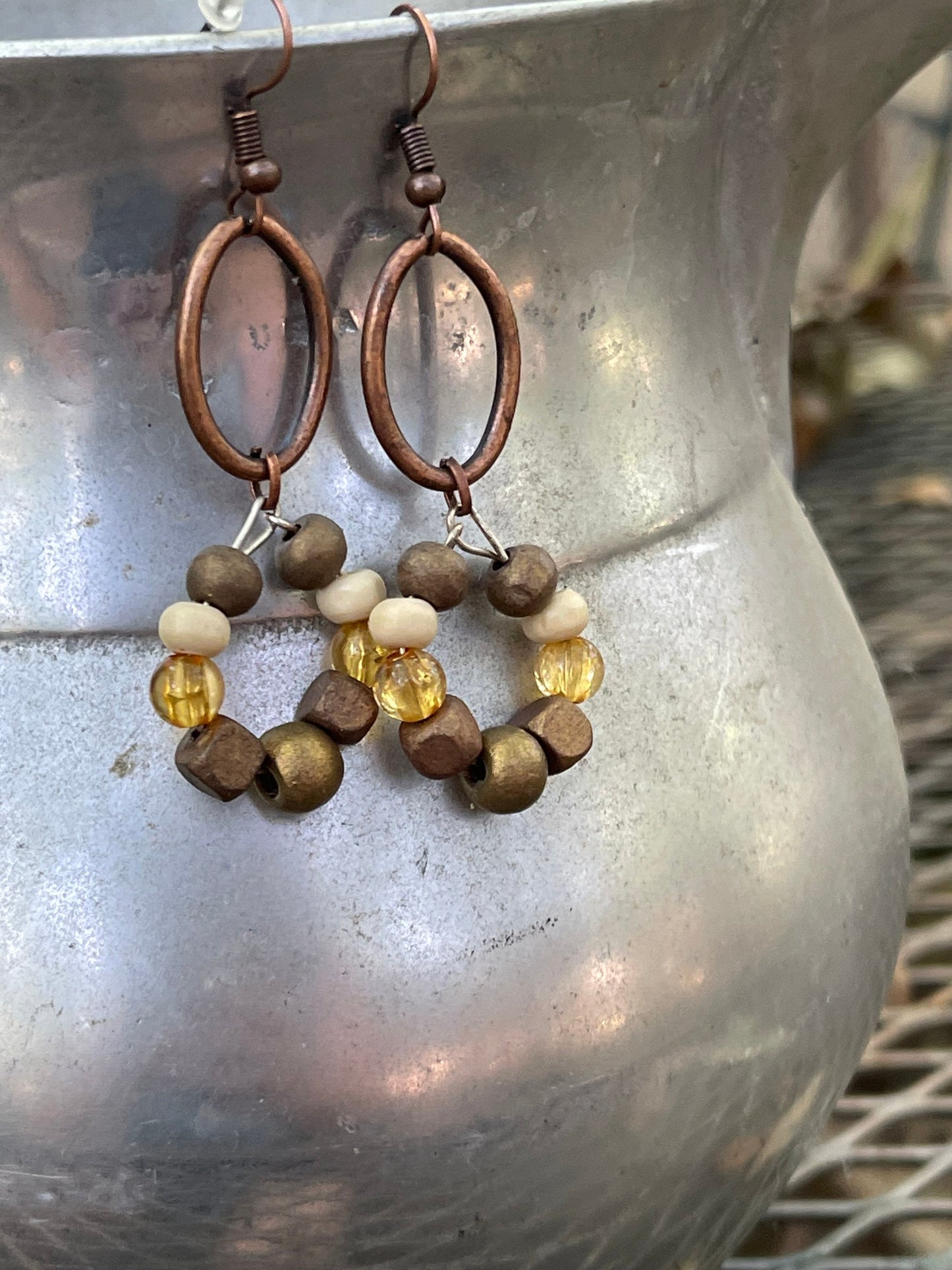Beaded earrings mineral colors