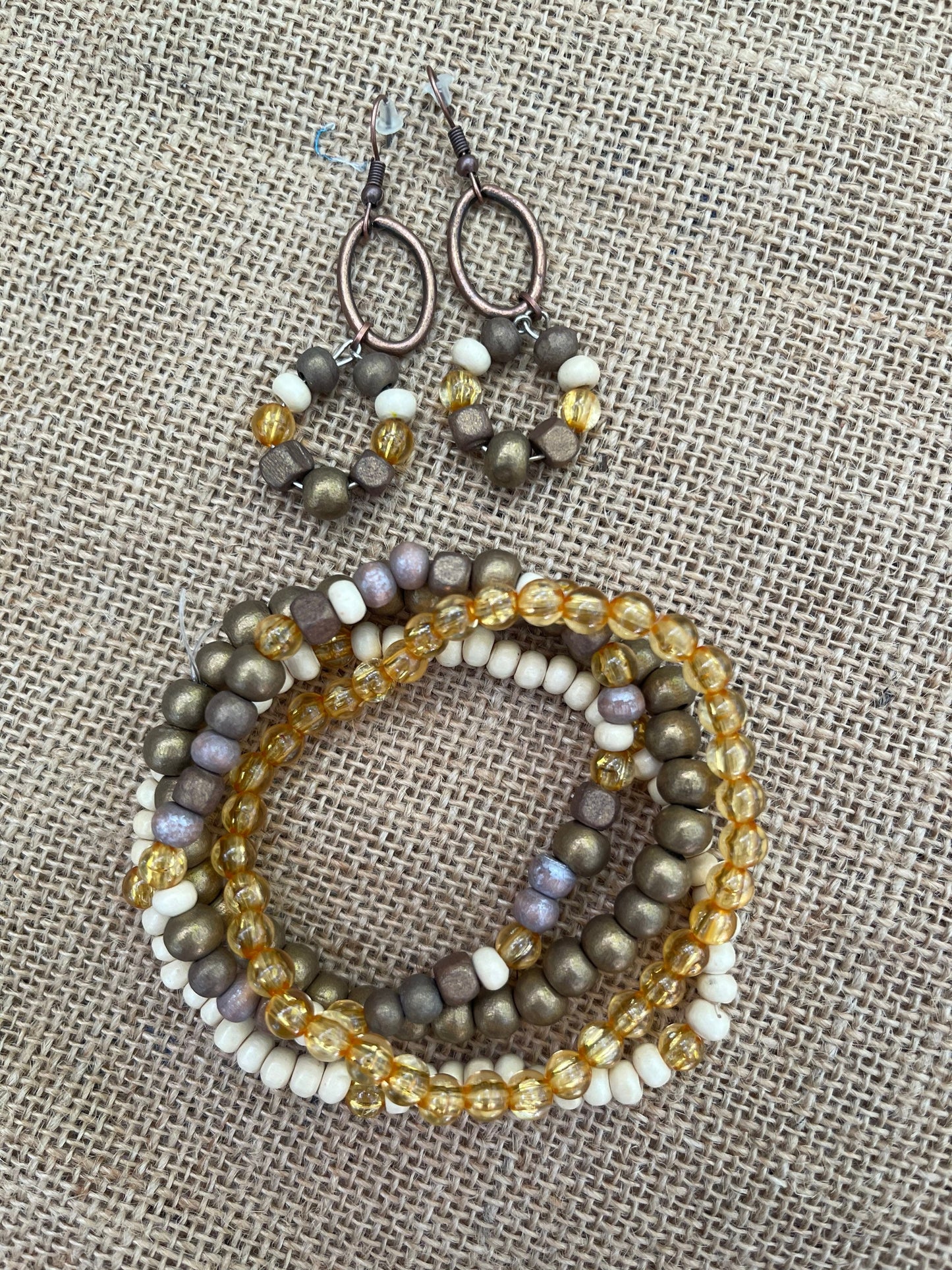 Beaded earrings mineral colors