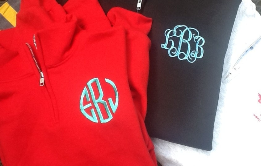 personalized sweatshirt, quarter zip sweatshirt monogrammed