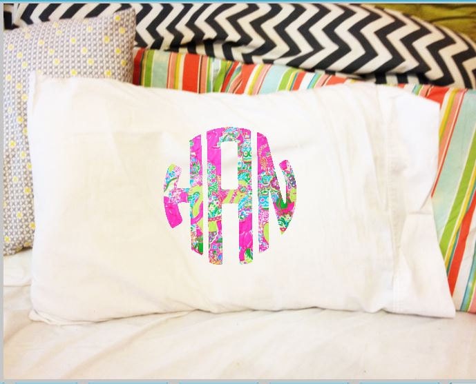 Monogrammed pillow case, lilly inspired monogram