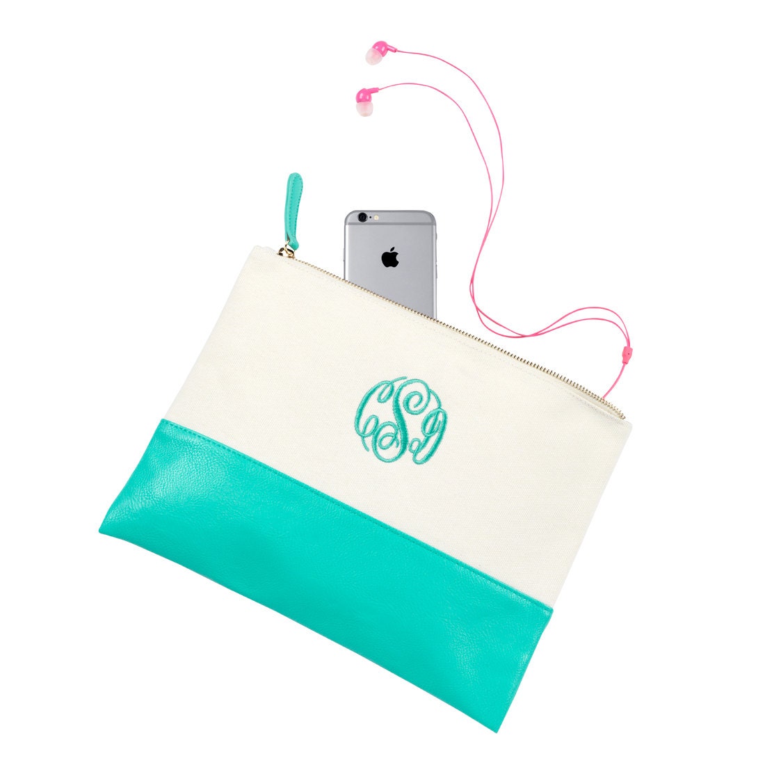 Monogrammed makeup bag, personaized cosmetic pouch