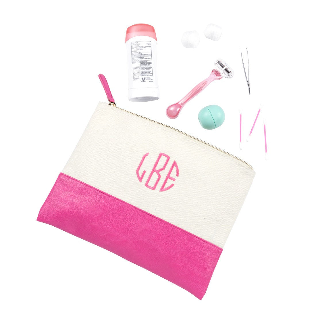 Monogrammed makeup bag, personaized cosmetic pouch