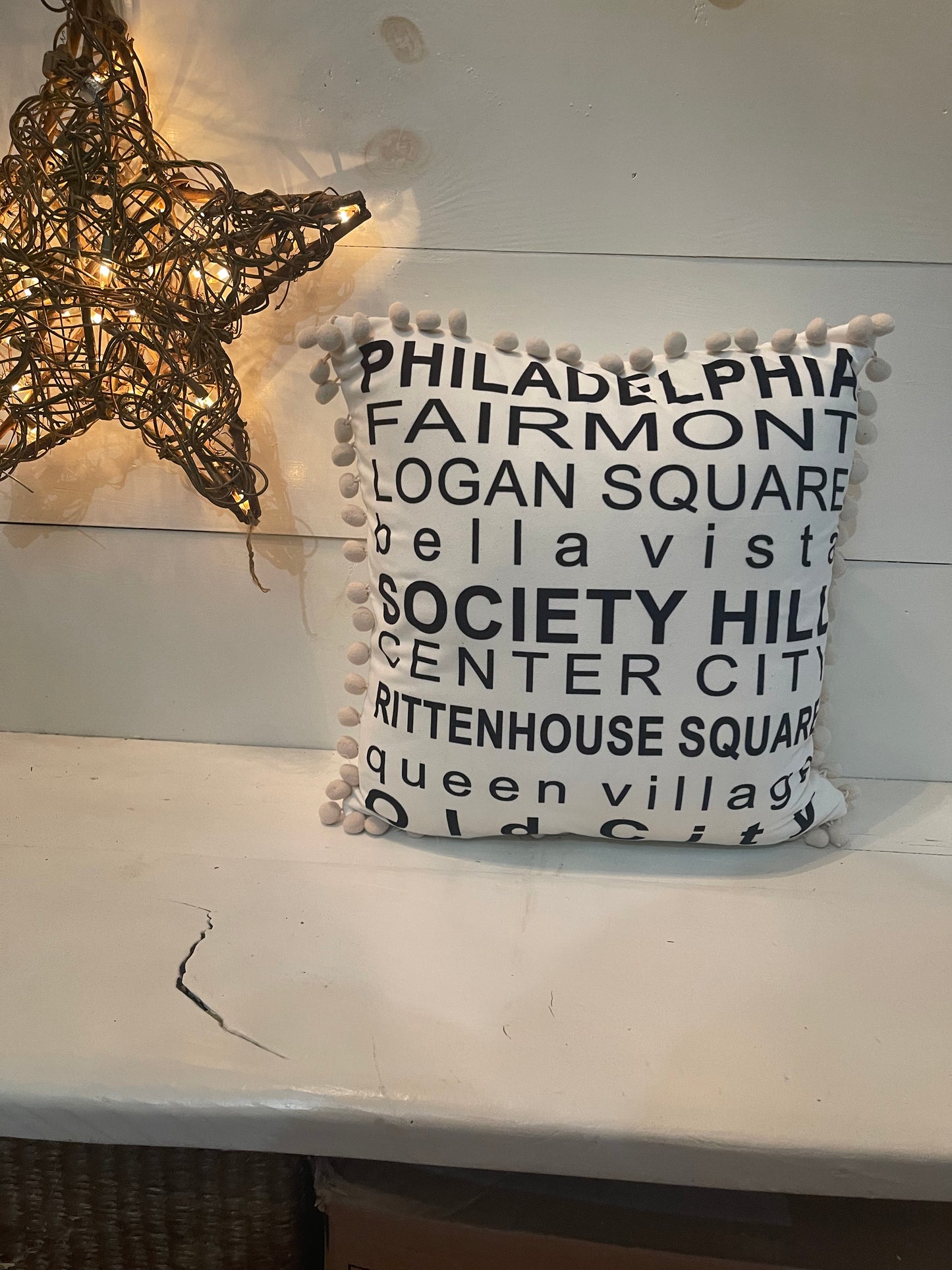 Home location pillow, Philadelphia pillow, hometown pillow, custom print pillow