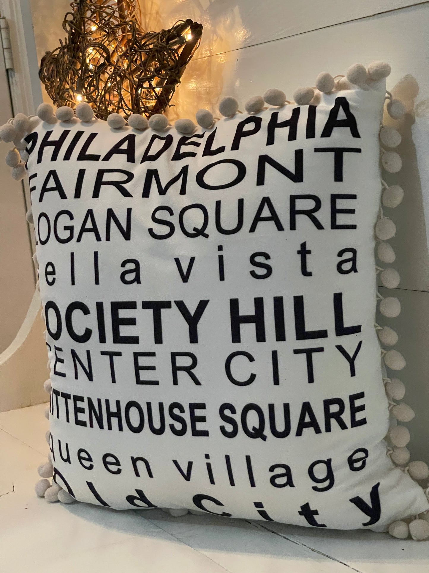 Home location pillow, Philadelphia pillow, hometown pillow, custom print pillow