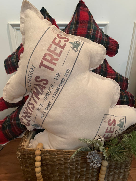 Christmas pillow, vintage graphics pillow, Christmas tree pillow, tree pillow, vintage graphics pillow