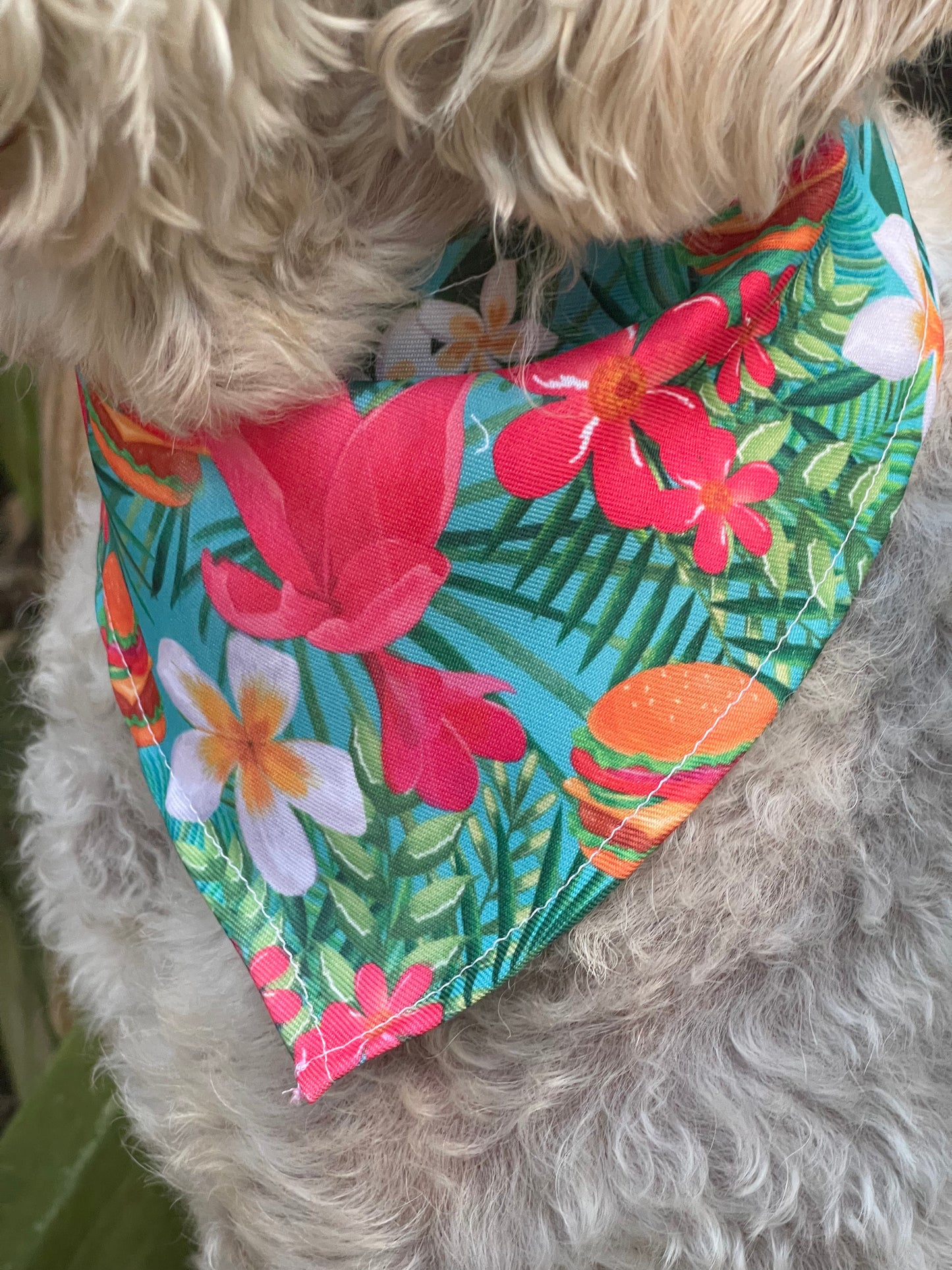 Hawaiian print dog bandana