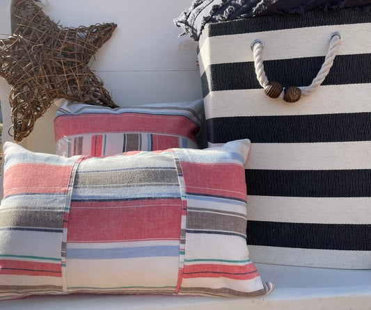 Cabana stripe pillow cover, canvas pillow cover, boathouse print pillow, striped pillow cover