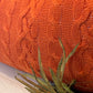 Fall sweater pillow, orange sweater pillow